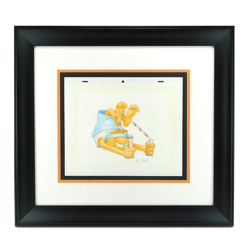 Rare ORIGINAL Pencil Art Exercise Workout GARFIELD By JIM DAVIS Drawing